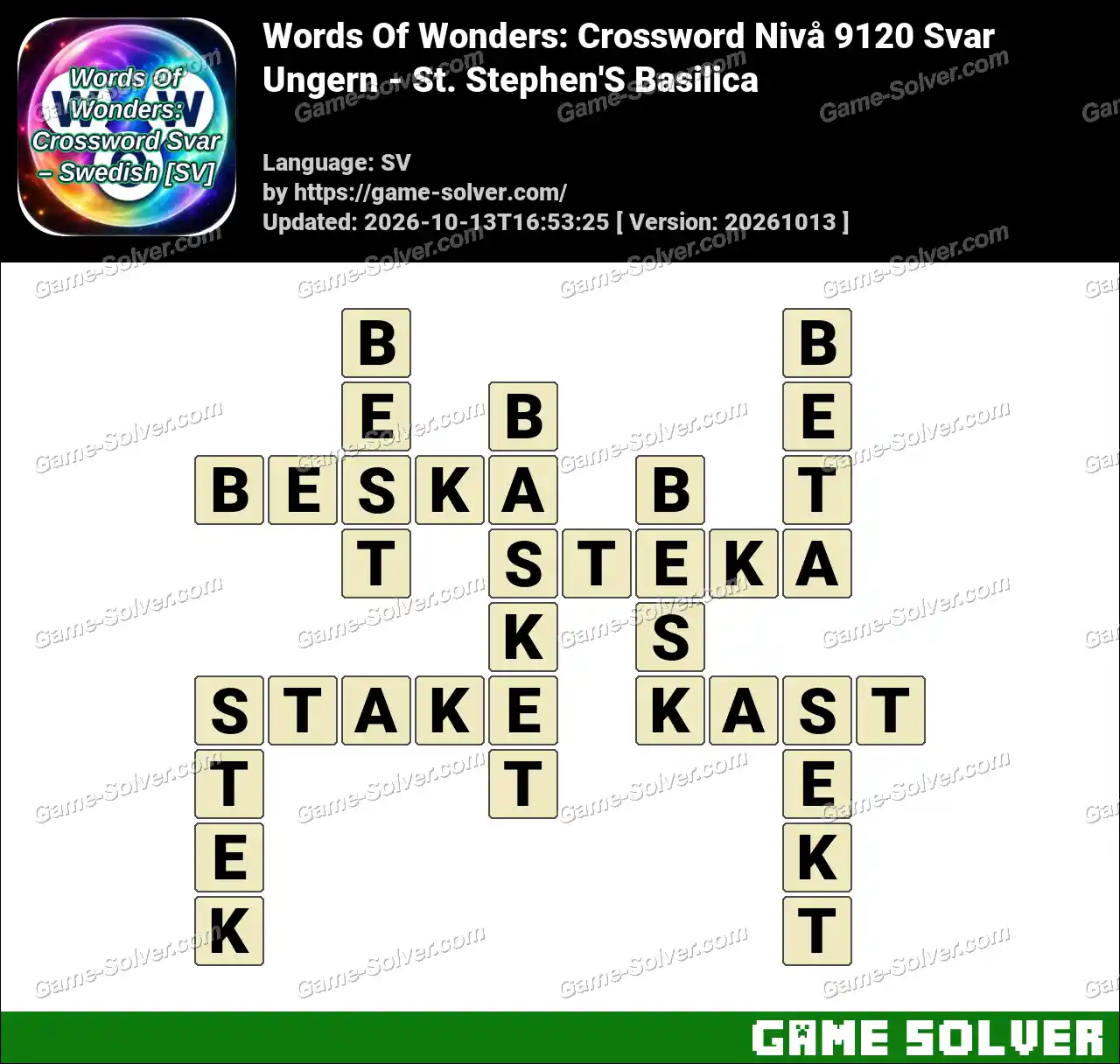 Words Of Wonders: Crossword Nivå 9120 Svar – Ungern – St. Stephen’S Basilica
